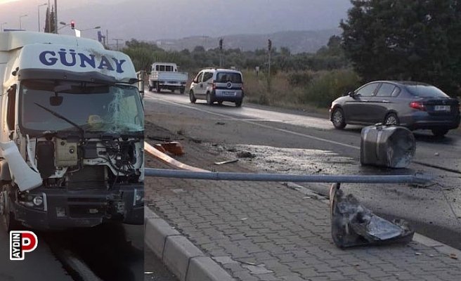 Aydın'da tanker refüje çarptı: 1 yaralı