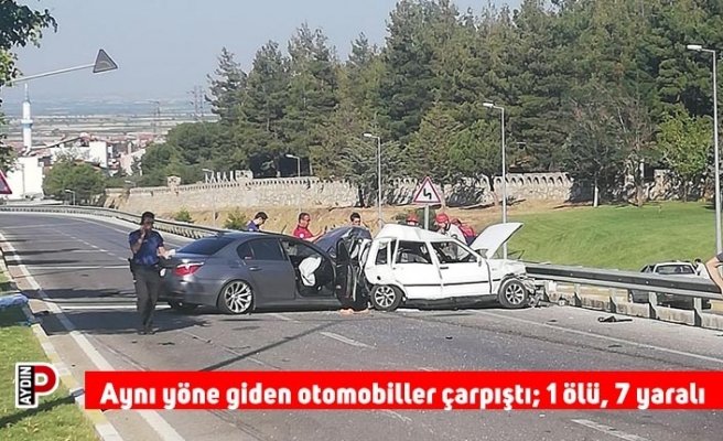 Aynı yöne giden otomobiller çarpıştı; 1 ölü, 7 yaralı