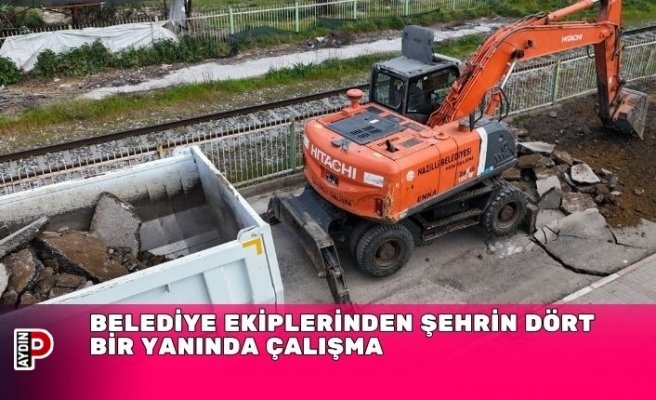 BELEDİYE EKİPLERİNDEN ŞEHRİN DÖRT BİR YANINDA ÇALIŞMA