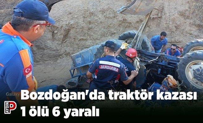 Bozdoğan'da traktör kazası; 1 ölü 6 yaralı