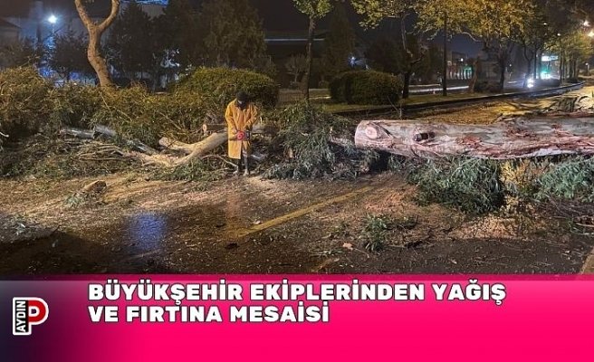 BÜYÜKŞEHİR EKİPLERİNDEN YAĞIŞ VE FIRTINA MESAİSİ