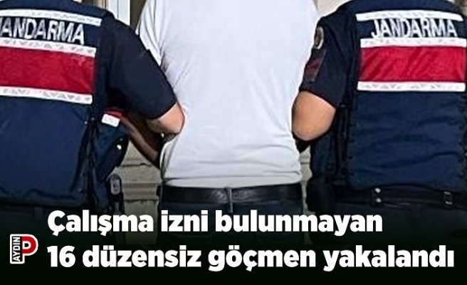Çalışma izni bulunmayan 16 düzensiz göçmen yakalandı