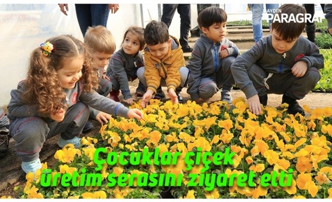 Çocuklar çiçek üretim serasını ziyaret etti