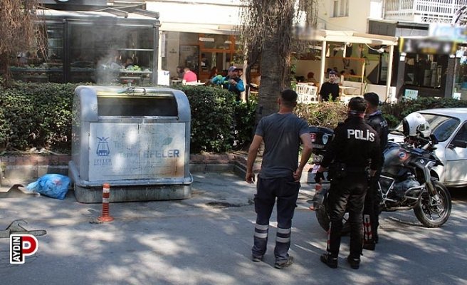 Çöp konteynerine dökülen kül, ekipleri harekete geçirdi