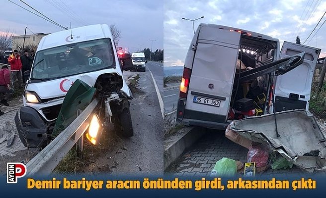 Demir bariyer aracın önünden girdi, arkasından çıktı