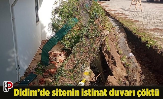 Didim’de sitenin istinat duvarı çöktü