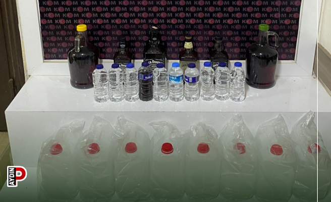 Didim’deki iş yerinde sahte alkol ele geçirildi