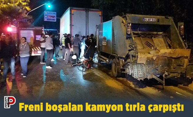 Freni boşalan kamyon tırla çarpıştı