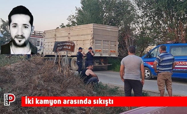 İki kamyon arasında sıkıştı