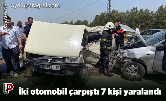 İki otomobil çarpıştı 7 kişi yaralandı