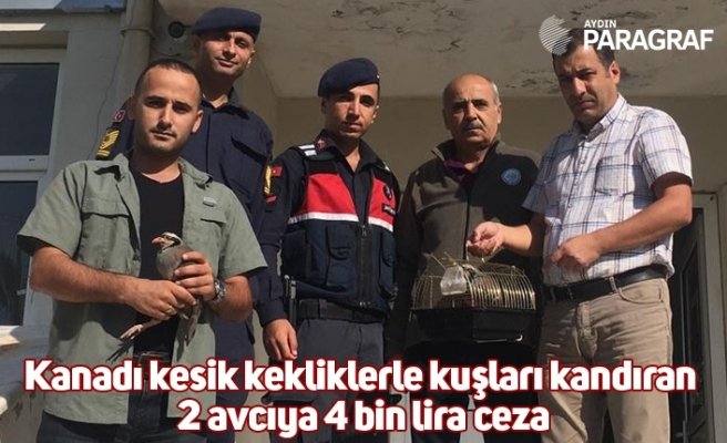 Kanadı kesik kekliklerle kuşları kandıran 2 avcıya 4 bin lira ceza