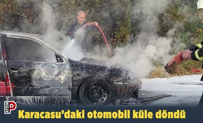Karacasu’daki otomobil küle döndü
