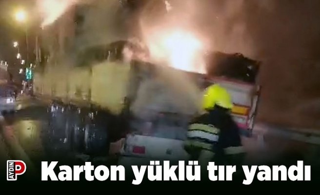 Karton yüklü tır yandı
