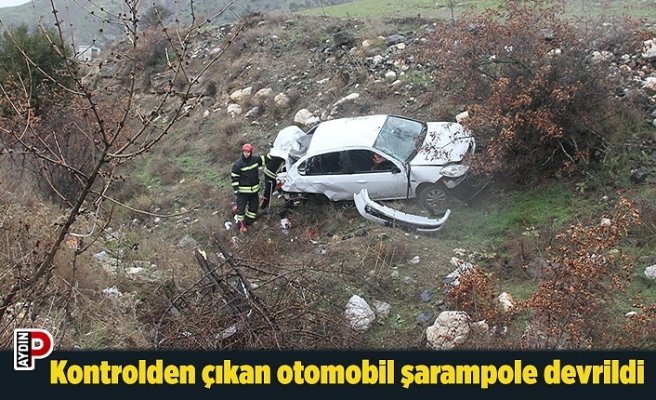 Kontrolden çıkan otomobil şarampole devrildi