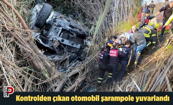 Kontrolden çıkan otomobil şarampole yuvarlandı