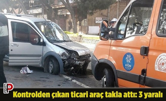 Kontrolden çıkan ticari araç takla attı: 3 yaralı