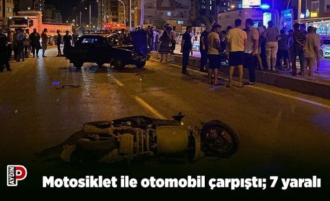 Motosiklet ile otomobil çarpıştı; 7 yaralı