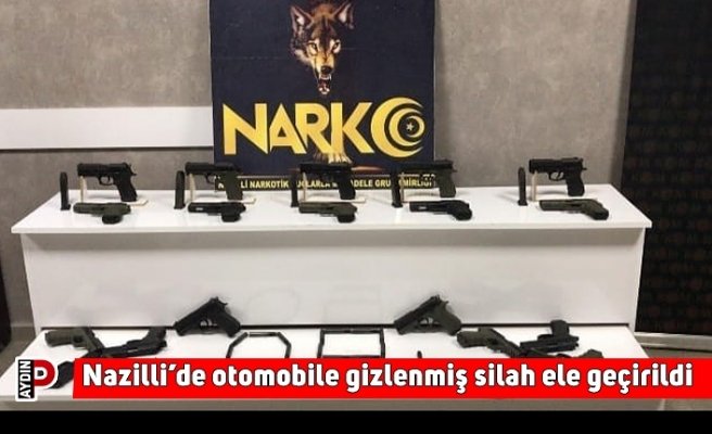 Nazilli’de otomobil gizlenmiş 20 adet silah ele geçirildi