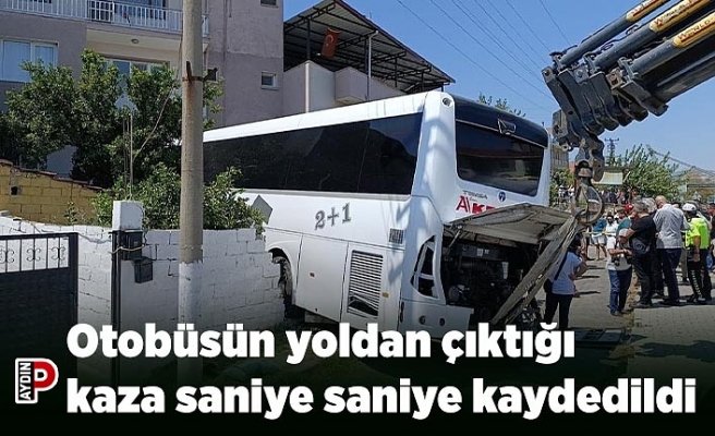 Otobüsün yoldan çıktığı kaza saniye saniye kaydedildi