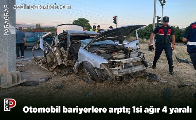 Otomobil bariyerlere arptı; 1si ağır 4 yaralı