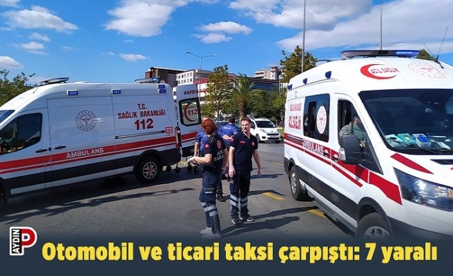 Otomobil ve ticari taksi çarpıştı: 7 yaralı