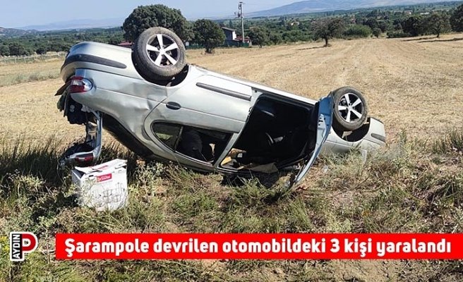 Şarampole devrilen otomobildeki 3 kişi yaralandı