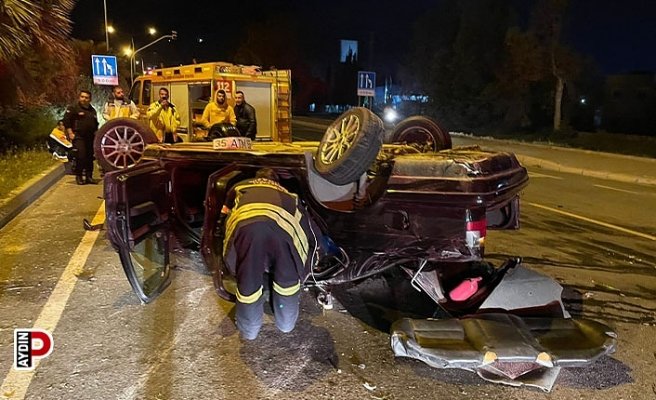 Sürücüsünün direksiyon hakimiyetini kaybettiği otomobil takla attı