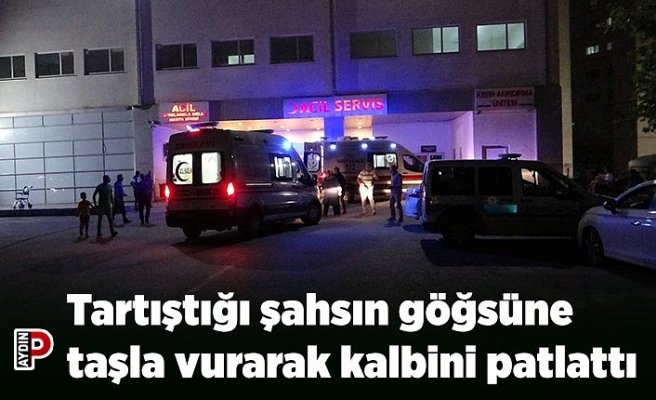 Tartıştığı şahsın göğsüne taşla vurarak kalbini patlattı