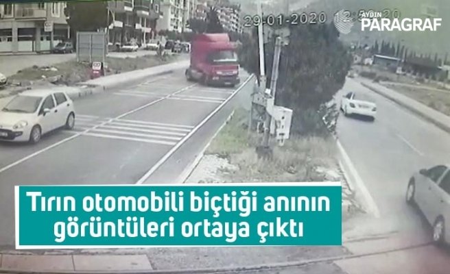 Tırın otomobili biçtiği anın görüntüleri ortaya çıktı