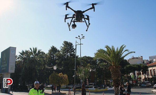 Usulsüz park yapan araç sürücüler havadan denetlendi