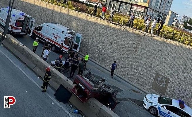 Viyadükten düşen otomobilde 2 kişi yaralandı